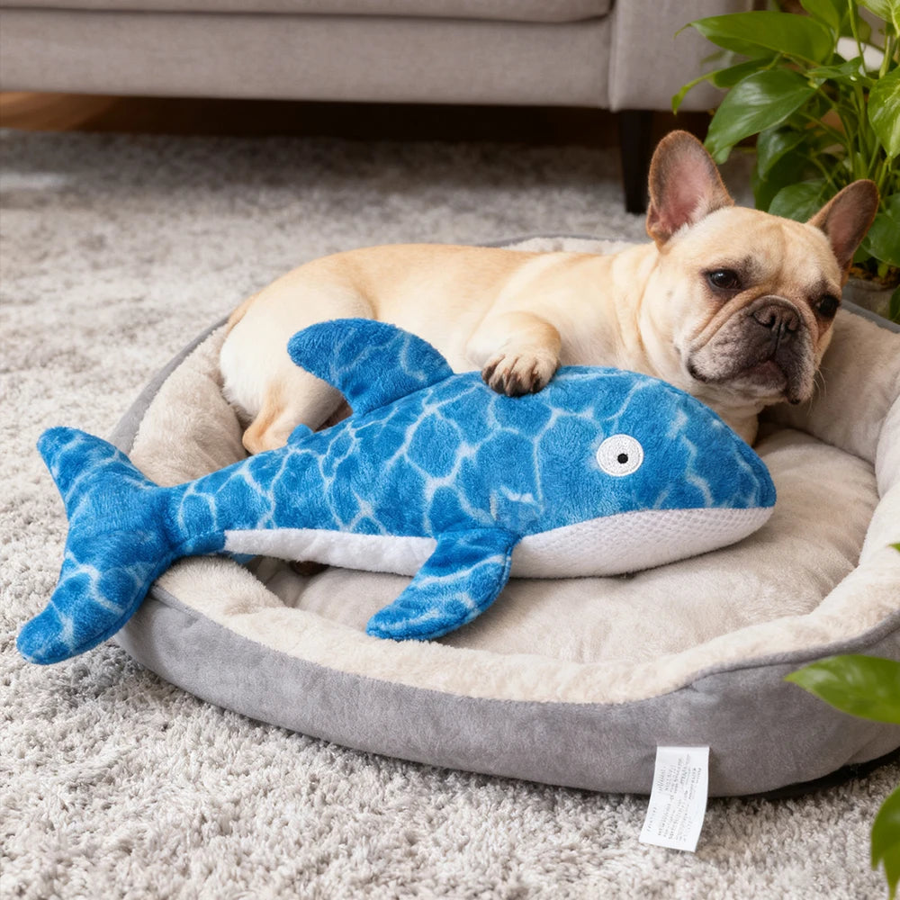 Plush Interactive Toys for Pets, Bite-Resistant, Squeaky Chewing Companion Cartoon Toy, Whale-Shaped, Suitable for Large, Medium, and Small Dogs, Suitable for Cats and Dogs, Double-Layer Material, Built-In Sound-Making Airbag