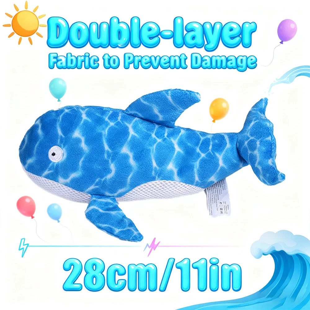 Plush Interactive Toys for Pets, Bite-Resistant, Squeaky Chewing Companion Cartoon Toy, Whale-Shaped, Suitable for Large, Medium, and Small Dogs, Suitable for Cats and Dogs, Double-Layer Material, Built-In Sound-Making Airbag