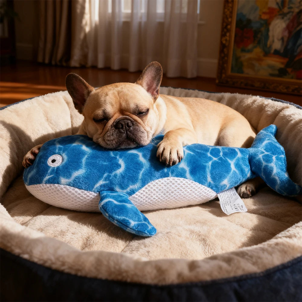 Plush Interactive Toys for Pets, Bite-Resistant, Squeaky Chewing Companion Cartoon Toy, Whale-Shaped, Suitable for Large, Medium, and Small Dogs, Suitable for Cats and Dogs, Double-Layer Material, Built-In Sound-Making Airbag