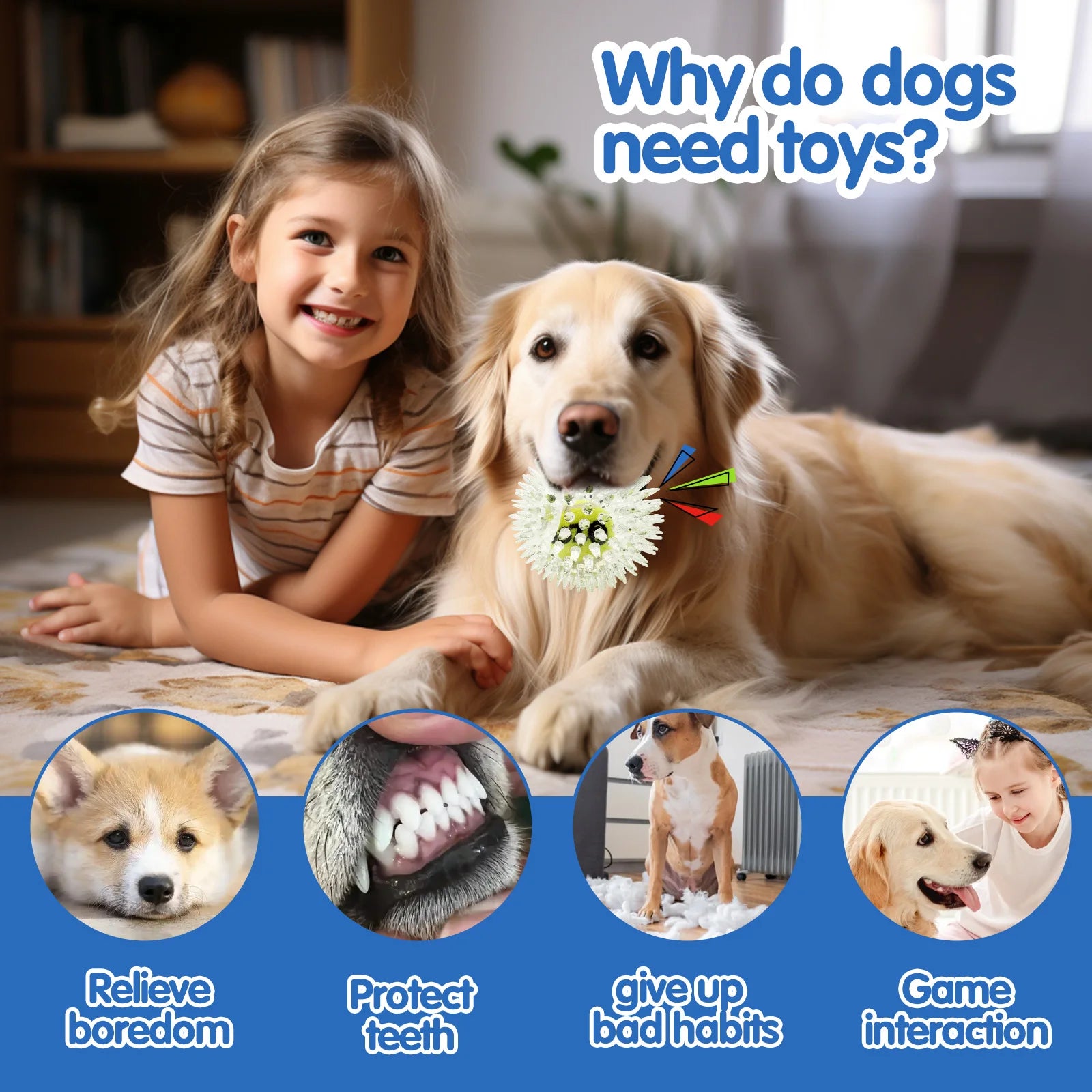 Pet dog toy, rubber tennis ball, prick ball, squeaking, grinding teeth, relieving boredom, accompanying various dogs of all size